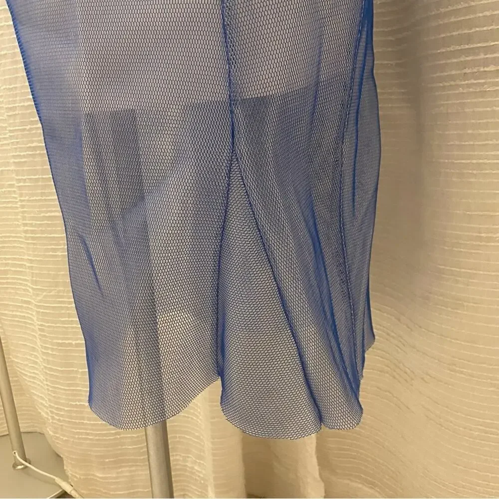 Milly Blue Midi Pencil Skirt sz 10 Milly Midi Skirt Net Overlay Skirt